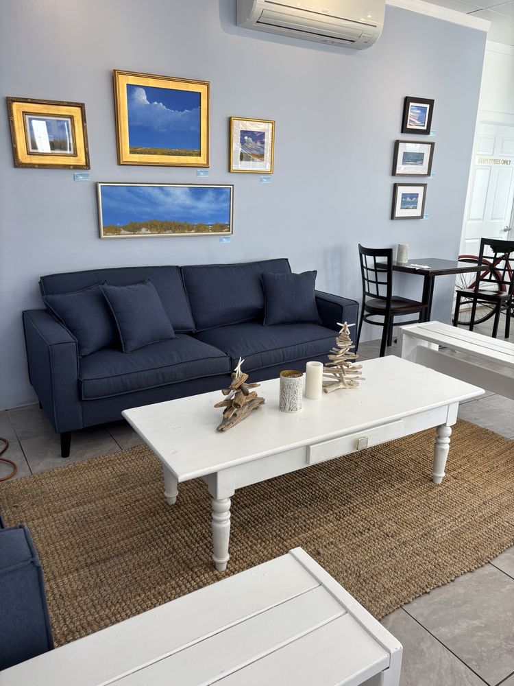 Lounge with coastal artwork gallery
